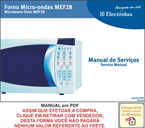 Manual Técnico Serviço Micro Ondas Electrolux Mef28 (Usado)