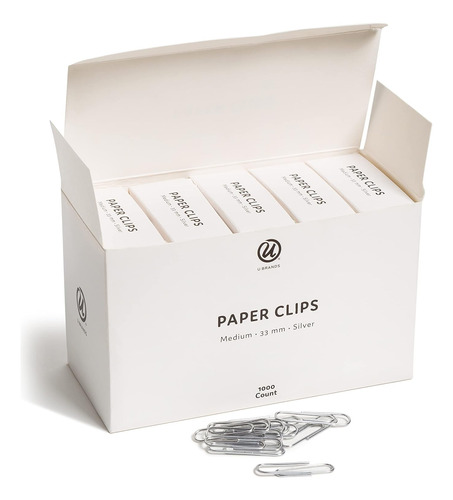 Clips De Papel, Medianos, Plateados, Paquete De 1000