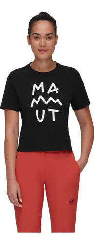 Polera Mujer Mammut Massone T-shirt Cropped Lettering Negro