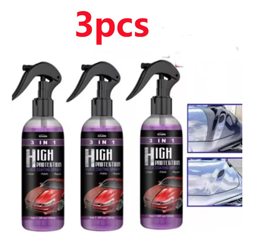 3 Spray De Recubrimiento 3 En 1 De Alta Protección Quick Car