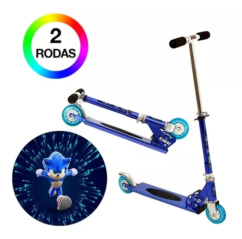 Patinete do Jogo Sonic Infantil Meninos de Duas Rodas Azul - Toys