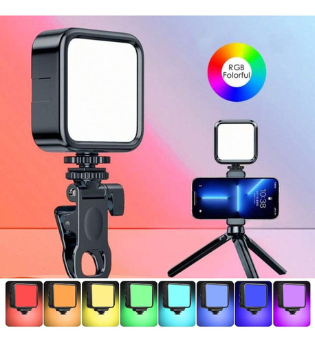 Luz Led De Preenchimento Rgb Camera + Suporte Cel Notebook
