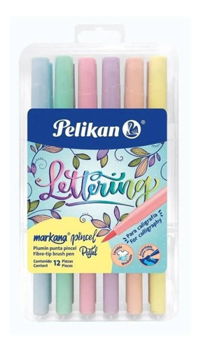 Marcadores Pelikan Lettering Pastel Punta Pincel 12 Colores