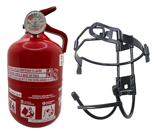 Extintor Abc Automotivo 1kg Gordinho/bujão Extang + Suporte
