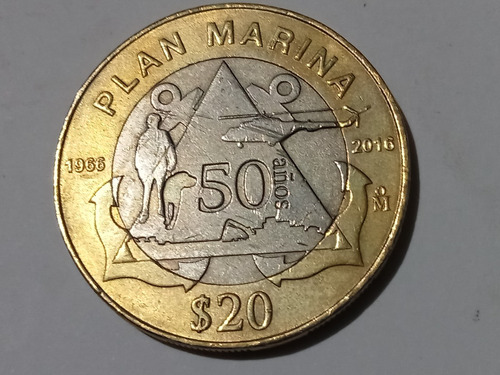 Moneda De $ 20 Pesos Plan Marina 
