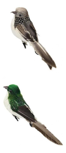Cc 2 Pinzas Para Pájaros Con Gorrión De Plumas Artificiales,