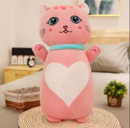 Hermoso Peluche Gatita Corazón Muy Suaves De 50 Cm