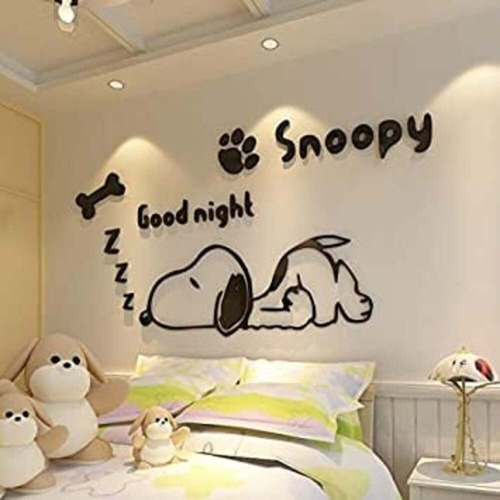 Snoopy Adhesivos Grandes De Pared Acrílico 3d Dia Del Niño