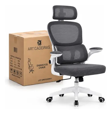 Cadeira Escritório Ergonômica Mesh Ajustável Sup.lombar Nr17 Cinza Espuma De Alta Densidade