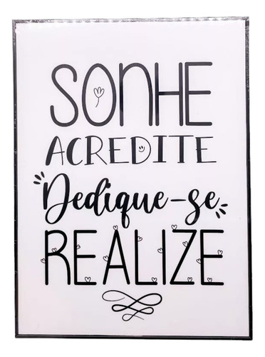 Quadro Decorativo Frase Motivacional 29x39 Moldura Decoração