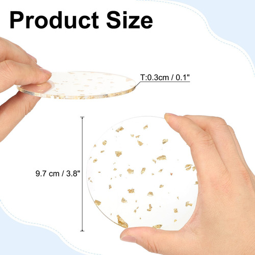 Uxcell 2 Posavasos De Acrílico Con Lámina Dorada, Posavasos