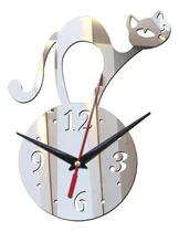 Comprar Relojes De Pared De Gato 3d Espejo De Acrílico Sin Plata