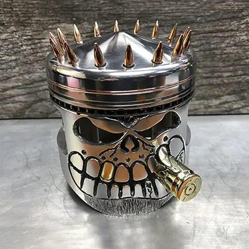 Escultura De Calavera De Pistón Tallada En Resina