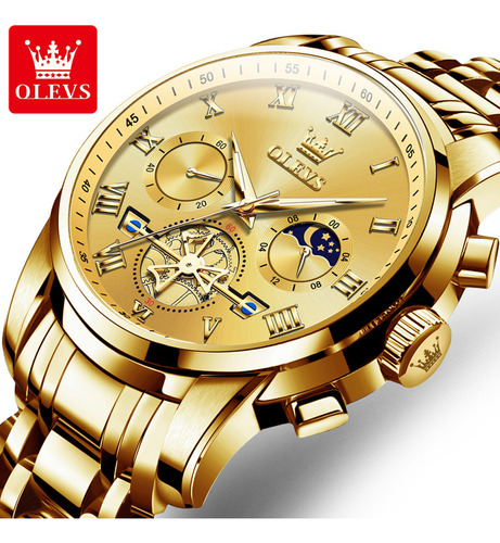 Olevs 2859 Reloj Cronógrafo De Cuarzo Luminoso Para Hombre