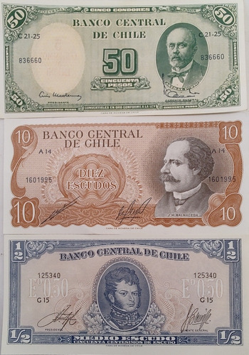 5 Billetes Chile Diferentes Epocas No Circulados (bb26