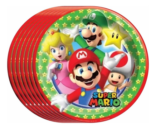 Mario Bros Plato Pastelero 6 Piezas - Supernin22