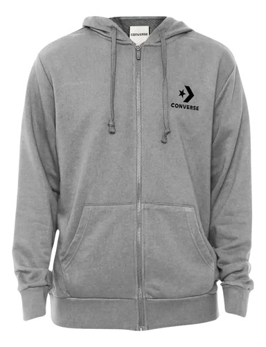 Campera Cierre Melange Gris Converse