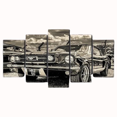 Quadro Mosaico 5 Peças Mustang Carro Antigo Artes Retro Car