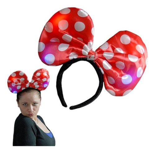 Accesorio Minnie Mouse Diadema Luz Led 3 Modos Disfraz Fiesta Halloween Mnr