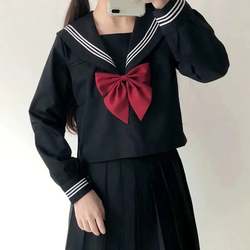 Sailor Fuku Manga Larga Uniforme Escolar Japonés Colegiala Kawaii Invierno