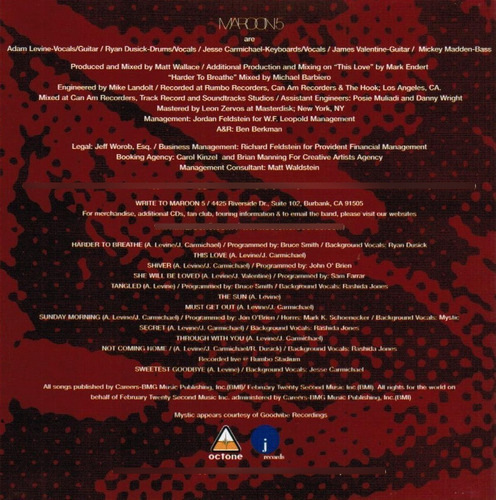 Maroon5 Songs About Jane (Usado)