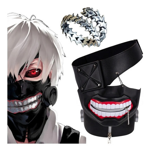 3d Tokyo Ghoul Kaneki Ken Máscara Anel Halloween Cosplay Ade Color Negro