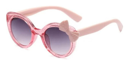 Óculos Solar Infantil Proteção Uv400 Retrô Gato Quadrado Cor Rosa Laço