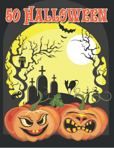 Libro: 50 Halloween Coloring Book: Large Print Halloween Sce