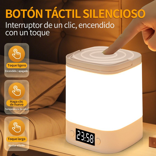 Lámpara Tricolor Led Con Reloj Electrónico, Lámpara Nocturna