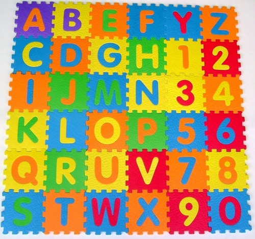 Imagem 6 de 7 de Tapete Eva Infantil Encaixe Letras E Numeros 72 Peças 9x9cm