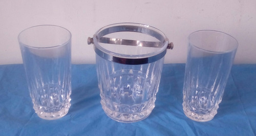 Hielera De Cristal Con Asa De Metal + 2 Vasos 