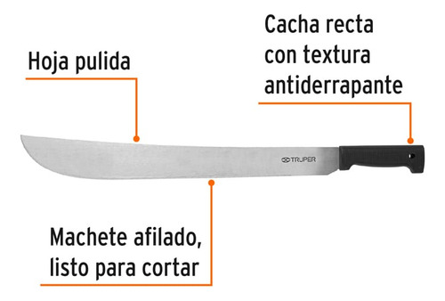 Machete Acero Profesional 22 PuLG 56 Cm Hoja Pulida Truper