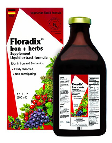 Floradix, Suplemento Liquido Vegetariano Iron & Herbs Para A