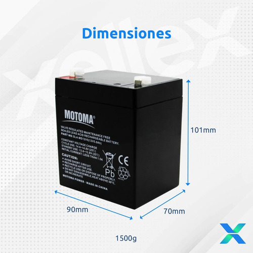 1 X Bateria Recargable 12v 5ah Motoma Selladas San Martin