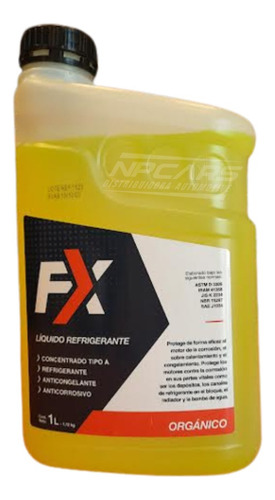 Liquido Refrigerante Orgánico Concentrado Fx (tipo A) X 12l Color Amarillo