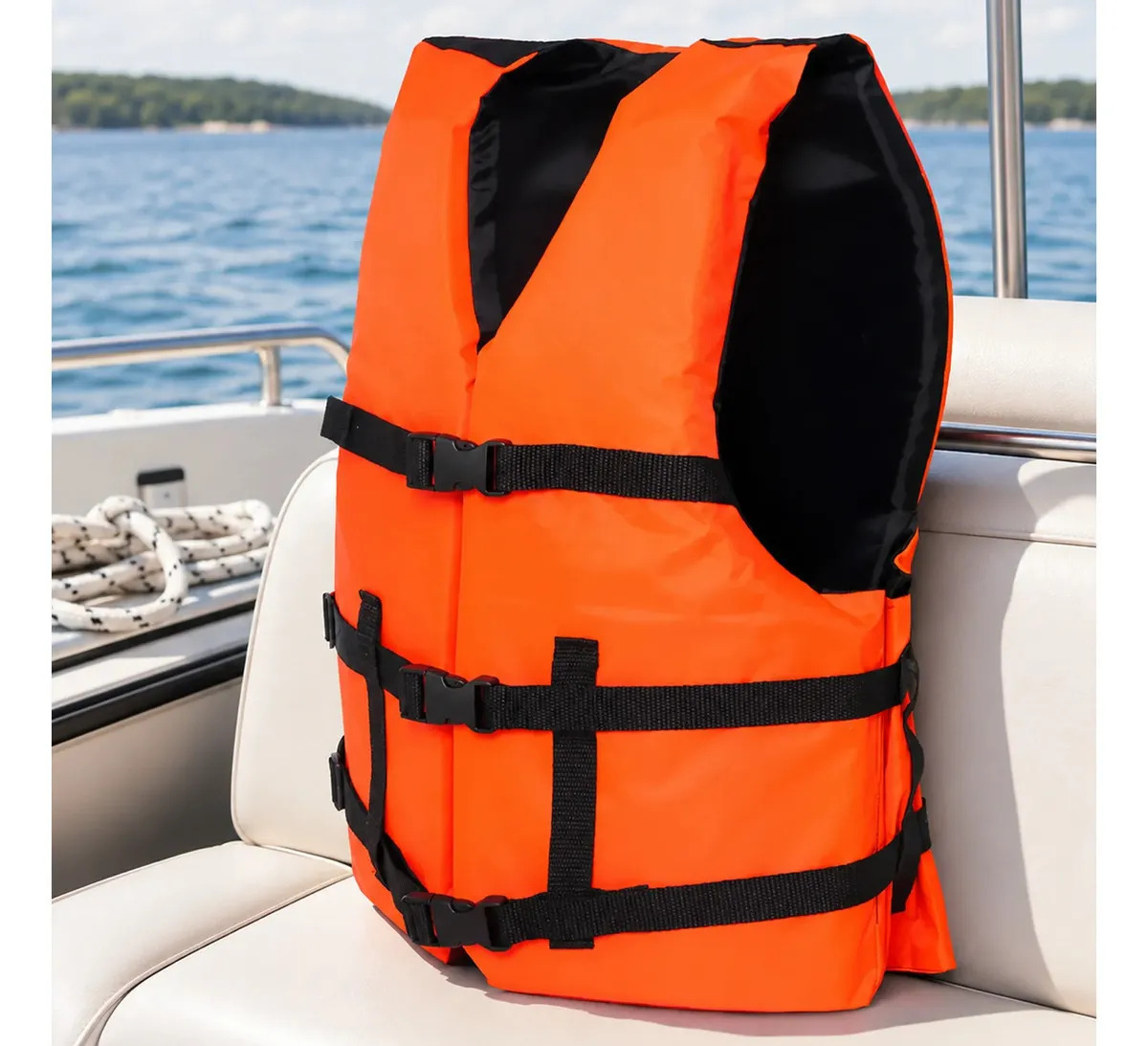 Imagen de Chaleco Salvavidas Profesional para Adultos hasta 120kg Naranja Nautic by DCH CST31 Chaleco Salvavidas Profesional Tipo III, Flotador Deportivo, Correas Ajustables, Ideal para Pesca, Kayak y Mas