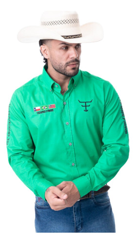 Camisa Competição Masculina Texas Farm Verde Ref:cp007