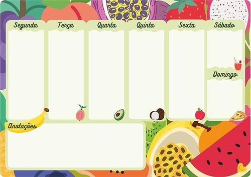 Planner Semanal Magnético Planejamento A4 Com Caneta Frutas