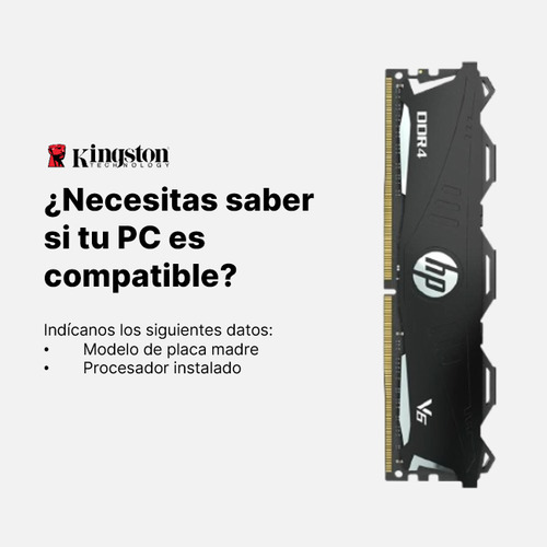 Memoria Ram Hp 8gb Ddr4 3200mhz V6 Series Para Pc Cl16 Negra