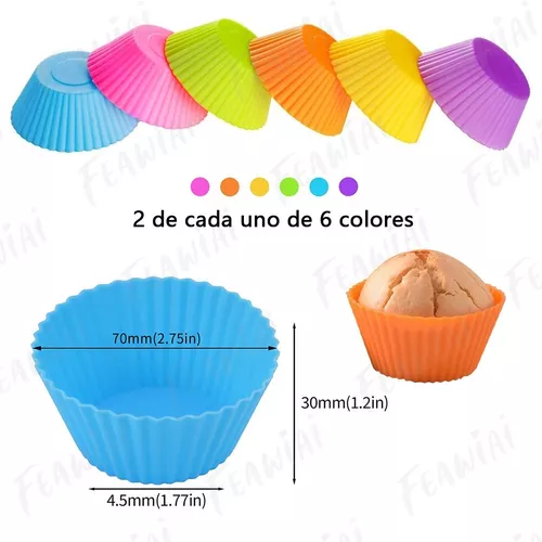 12 Moldes Para Cupcakes O Muffins Reutilizable De Silicona
