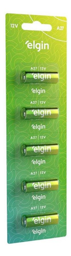 5 Baterias Pilhas Alcalina A27 12v Controle Portão Elgin
