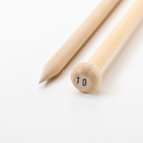 Imagen 1 de 4 de Par 2 Agujas Tejer De Madera Tricot N° 10mm X Par