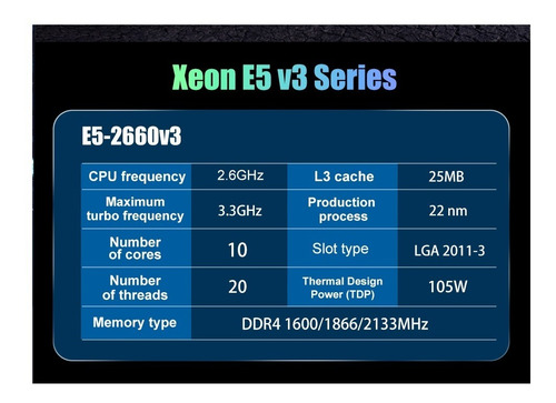 Processador Intel Xeon E5 2660 V3 Tencore Original X99 Gamme (Usado)