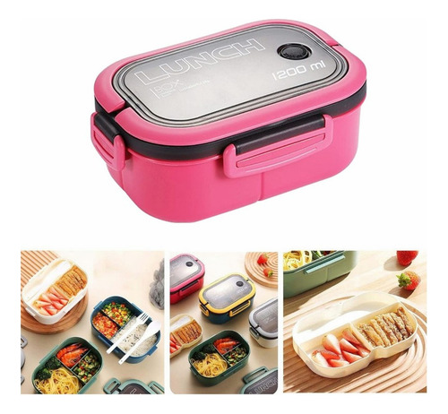 Ch Fiambrera De Doble Capa Con Compartimentos Lonchera Bento