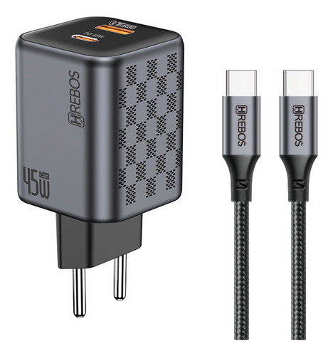 Carregador Celular Turbo Power 45w Usb A + Usb-c Com Tipo C