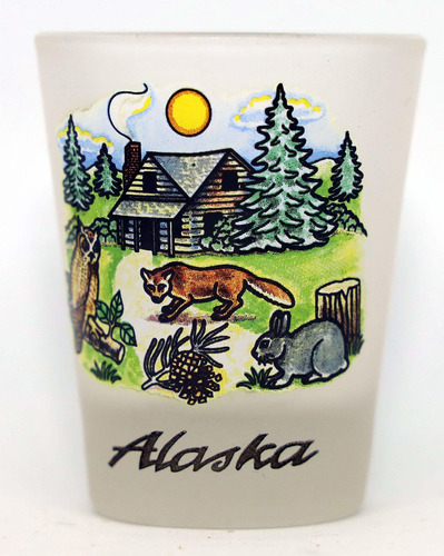 Alaska Log Cabin Souvenir Vaso Chupito Coleccionable