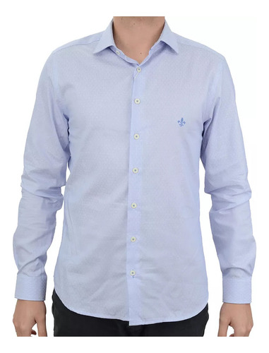 Camisa Masculina Dudalina Ml Milano Maquinetada Azul 530321 