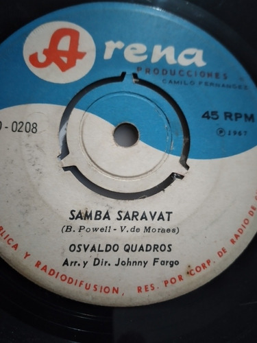 Vinilo Single De Osvaldo Quadros Samba Quadros ( L L152