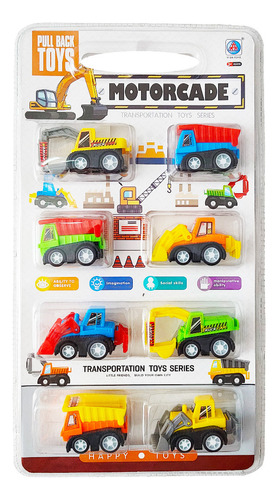 Kit Carros De Construcciòn X 8 Pcs Bulldozer Retro Juguete