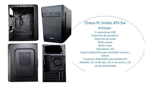 Micro Mini Atx Chasis Gabinete Negro Metalico Torre Unitec